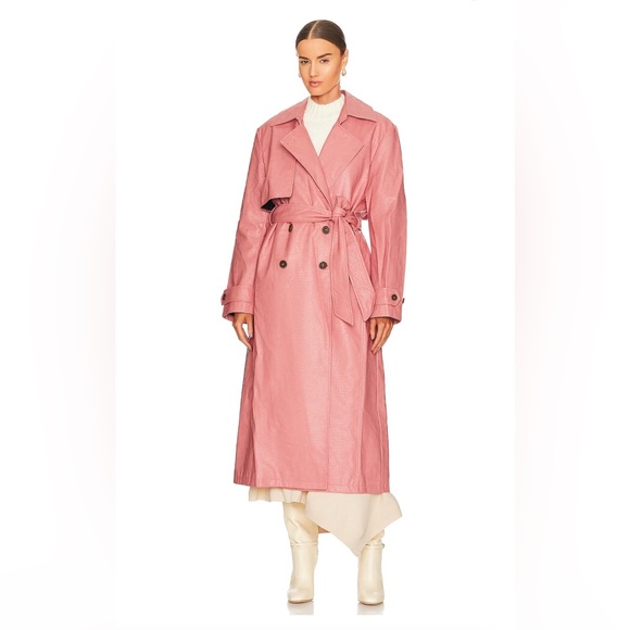 Free People Jackets & Blazers - NWT Free People We The Free Faux Croc Leather Trench Coat in Pink Medium